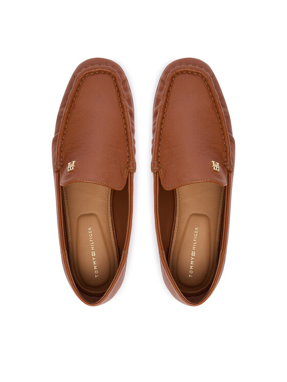 Tommy Hilfiger Tommy Hilfiger Lordsy Leather Ruched Toe Loafers FW0FW09250 Brązowy