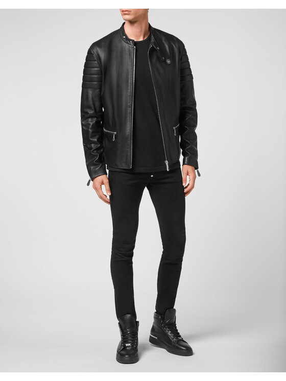PHILIPP PLEIN PHILIPP PLEIN Tallonetti in pelle e lattice 3143 Nero Slim Fit