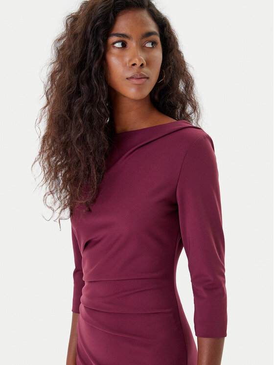 Rinascimento Rinascimento Cocktail obleka CFC0126154003 Bordo rdeča Slim Fit
