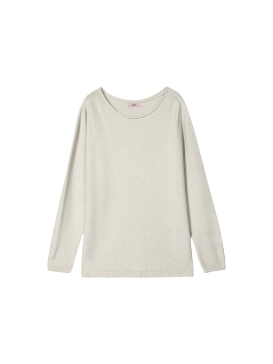 Oltre Oltre Sweter M128E002128N002 Kremowy Regular Fit