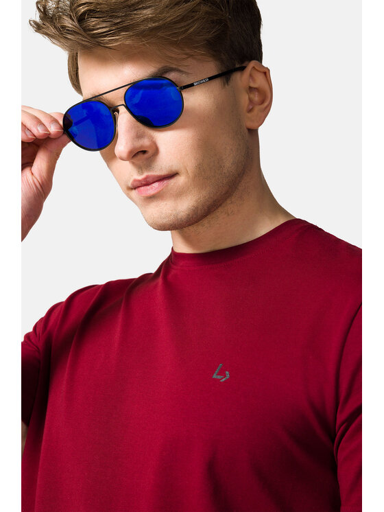 Lancerto Lancerto T-Shirt Linus TS073123000026 Bordowy Regular Fit