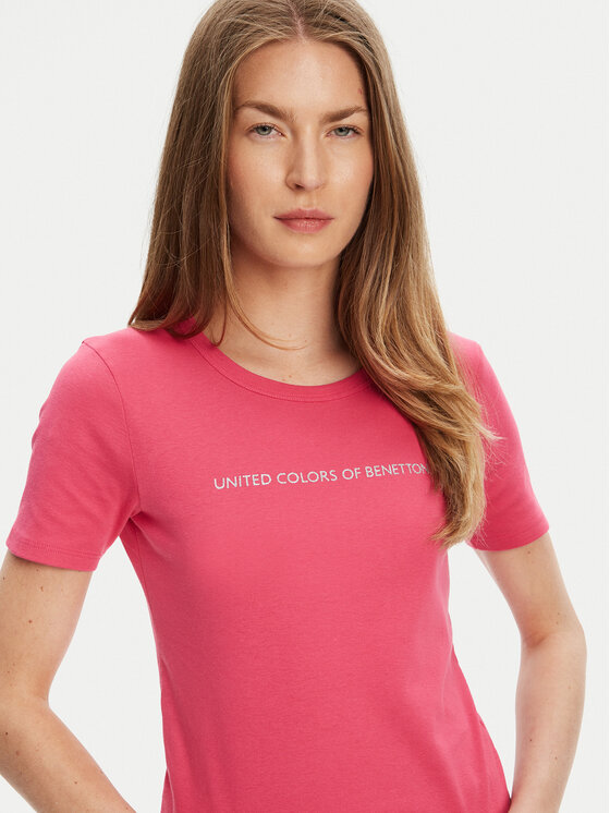 United Colors Of Benetton United Colors Of Benetton Тишърт 3GA2E16A2 Розов Regular Fit