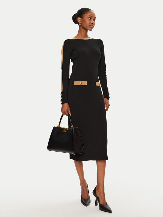 Luisa Spagnoli Luisa Spagnoli Vestito di maglia Marmellata 58484 Nero Regular Fit