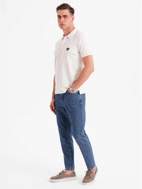 Ombre Ombre Polo OM-POSS-0148 Biały Regular Fit