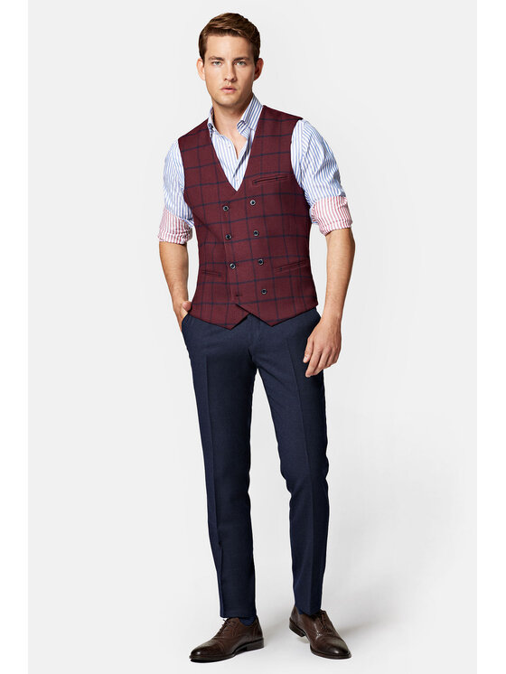 Lancerto Lancerto Kamizelka KA131223000001 Bordowy Slim Fit