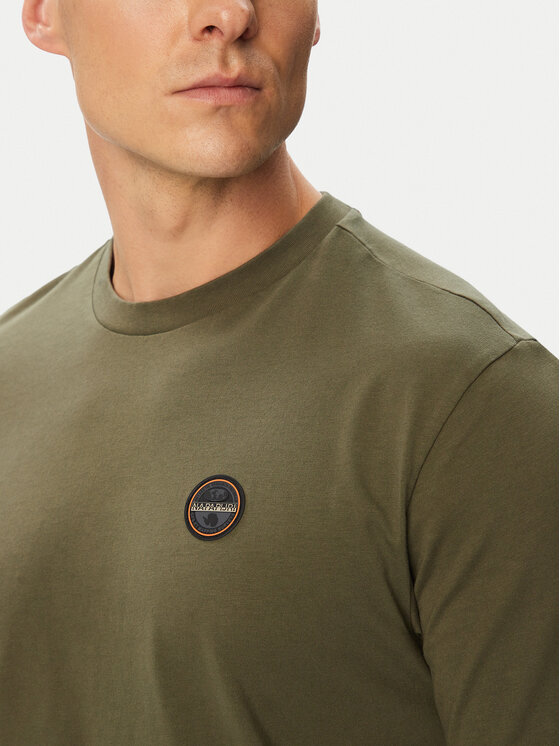 Napapijri Napapijri Marškinėliai S-Badge NP0A8949 Chaki Regular Fit