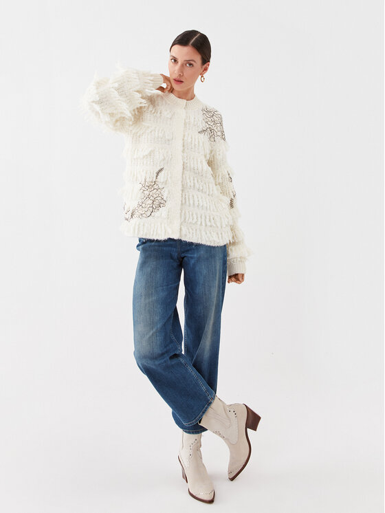 TWINSET TWINSET Kardigán 232TP3130 Ekru Regular Fit