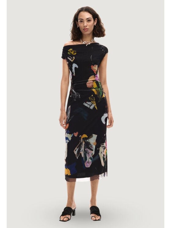 Desigual Desigual Sukienka codzienna VEST_DELAWARE Czarny Egg Fit