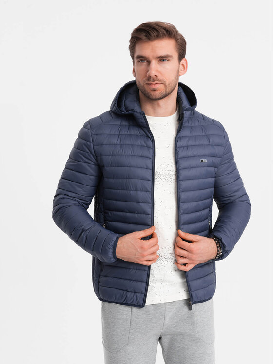 Ombre Ombre Kurtka przejściowa OM-JALP-0156 Granatowy Regular Fit