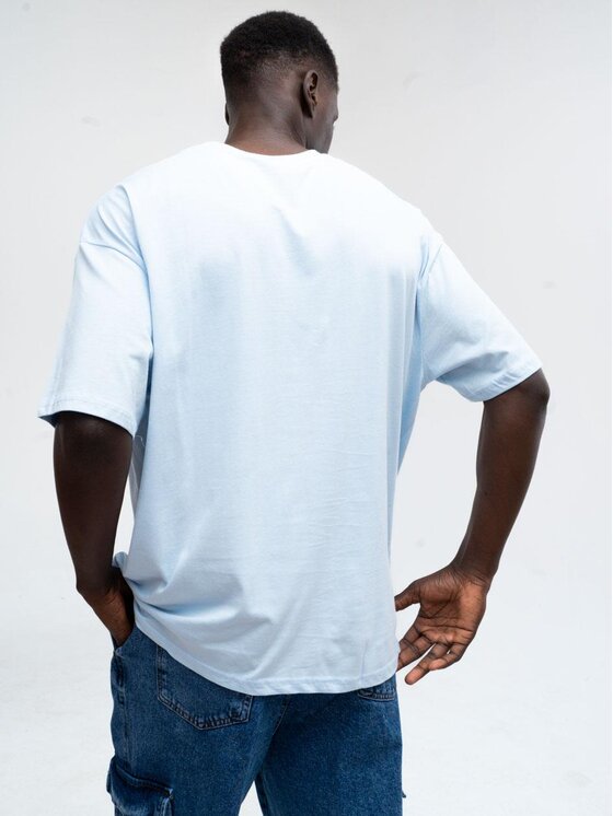 Catch Catch T-Shirt Koszulka Męska Z Krótkim Rękawem Oversize Jasna Niebieska Catch Classic Pocket S Niebieski Oversize
