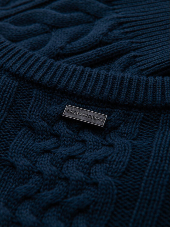 Ombre Ombre Sweter OM-SWSW-0173 Granatowy Regular Fit