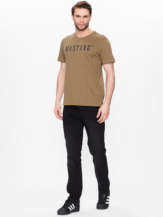 Mustang Mustang T-Shirt Alex 1013221 Zielony Regular Fit