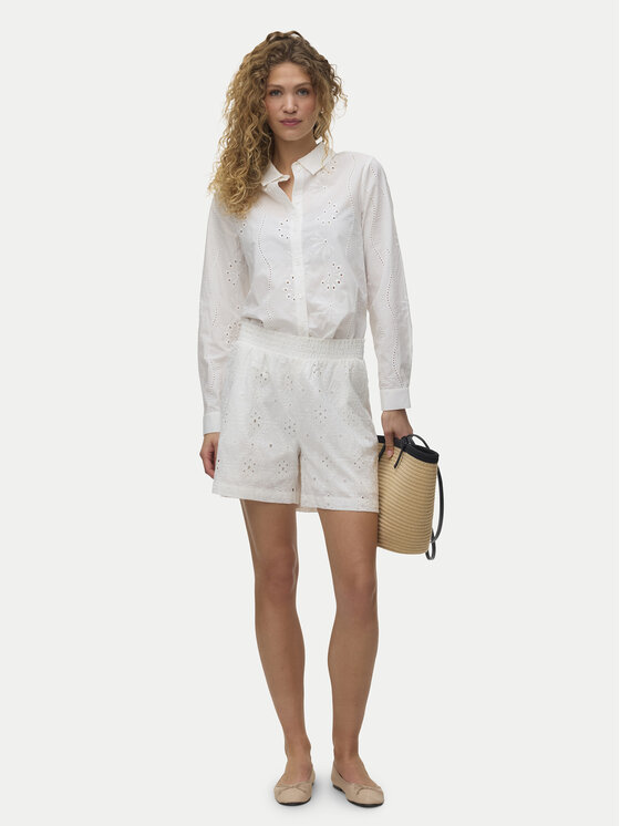 Vero Moda Vero Moda Kratke hlače iz tkanine Eliza 10346709 Bela Regular Fit