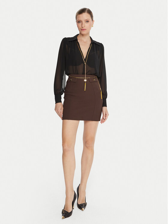 Elisabetta Franchi Elisabetta Franchi Miniszoknya GO-148-57E2-V380 Barna Slim Fit
