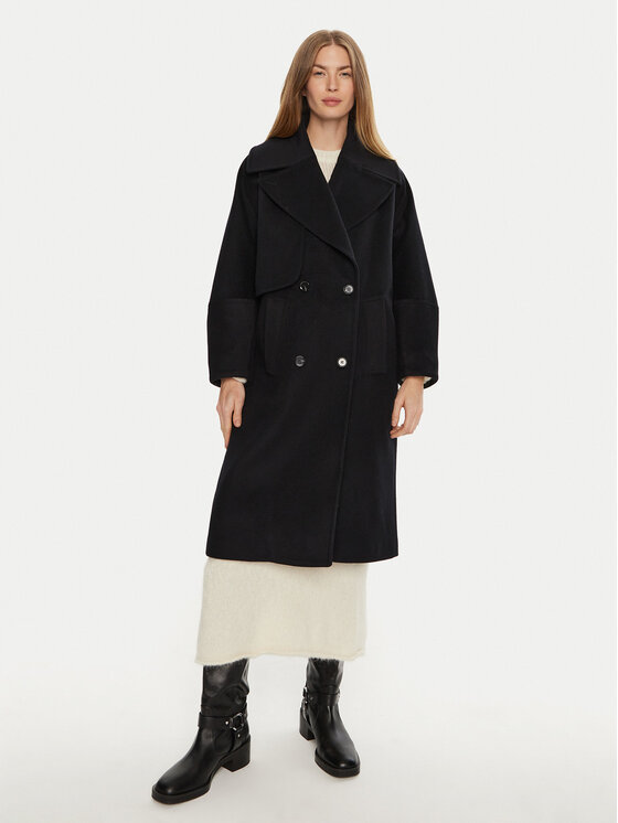 Munthe Munthe Palton de lână Telly 243153324340 Bleumarin Loose Fit