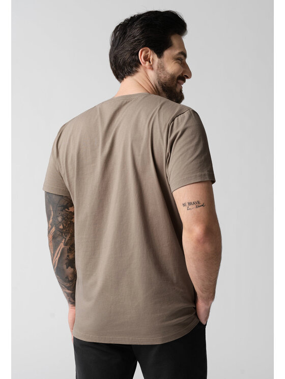 Volcano Volcano T-Shirt T-BASIC Beżowy Regular Fit