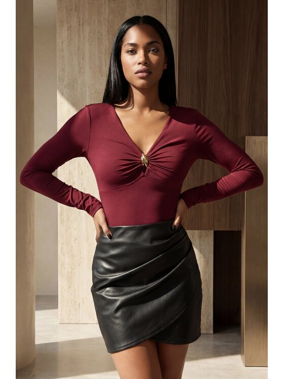 FIGL FIGL Body M1308 Bordowy Fitted Fit