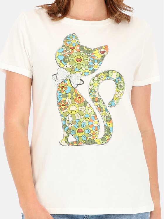 Perso Perso T-Shirt TCE245036F Écru Regular Fit