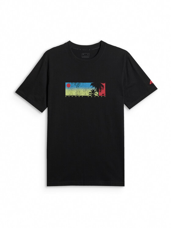 4F 4F T-Shirt BEACHWEAR Czarny Regular Fit