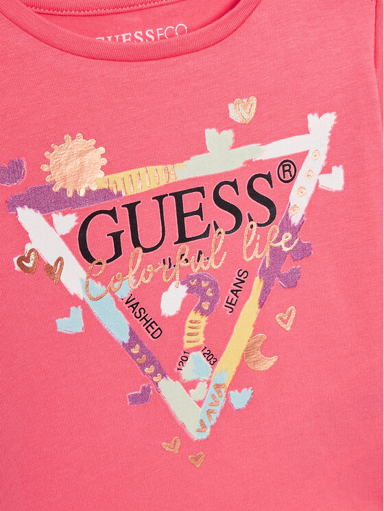 Guess Guess Тишърт A3GI00 K6YW3 Розов Regular Fit