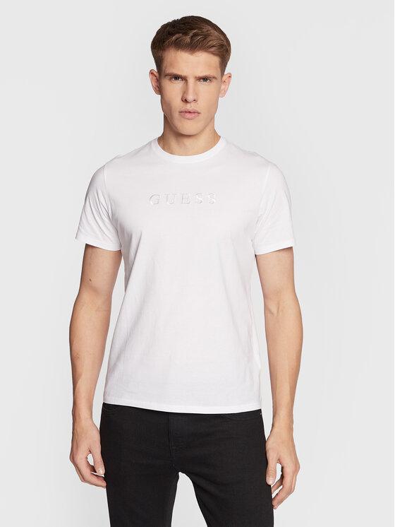 Guess Guess Tricou M2BP47 K7HD0 Alb Slim Fit