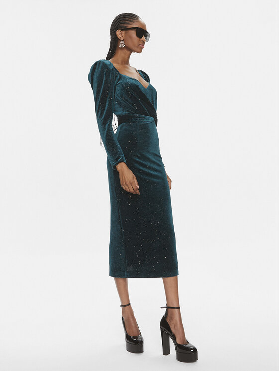 Nissa Nissa Kokteilinė suknelė RS13721 Žalia Slim Fit