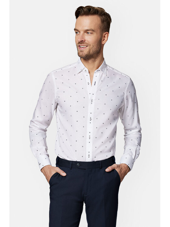 Lancerto Lancerto Koszula Ivory KO073123000037 Biały Slim Fit