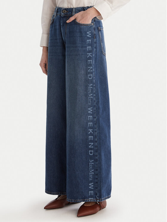 Weekend Max Mara Weekend Max Mara Jeans hlače Vortice 2615181011 Mornarsko modra Wide Leg