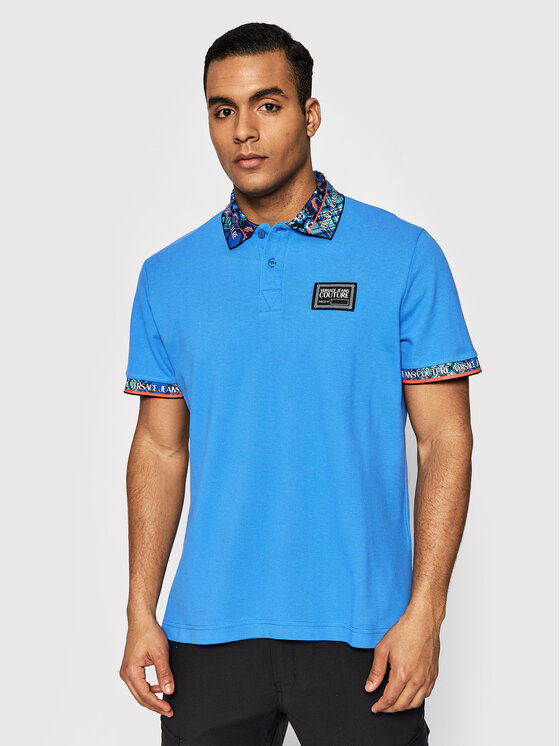 Versace Jeans Couture Polo marškinėliai Flower 72GAGT08 Mėlyna Regular Fit  • Modivo.lt