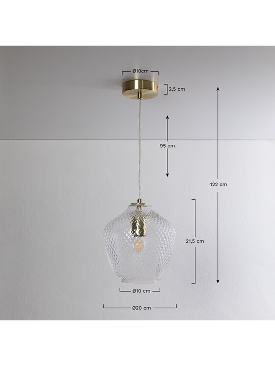 MIAhome MIAhome Lampa wisząca ze szklanym kloszem Yulen Złoty