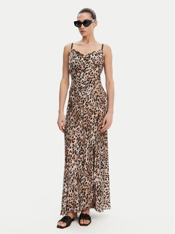 Guess Guess Večerní šaty W5GT10 WF1T2 Hnědá Slim Fit