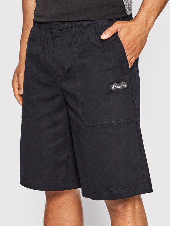 Champion Champion Pantalon scurți din material Marble Wash Long Cut 217180 Negru Custom Fit