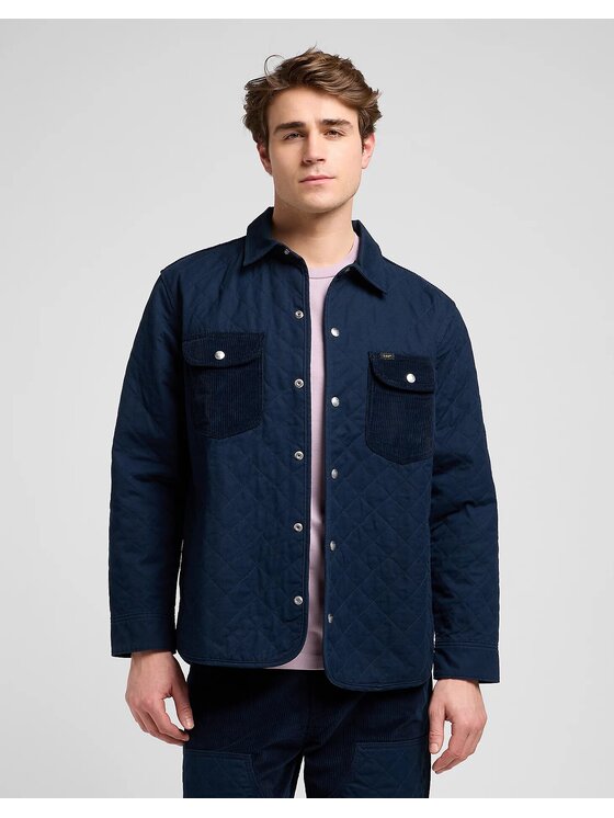 Lee Lee Kurtka przejściowa MIXED MEDIA OVERSHIRT Niebieski Regular Fit