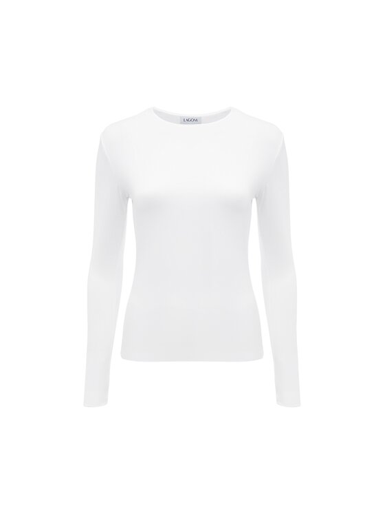 LAGOM LAGOM Longsleeve Dopasowany Biały Regular Fit
