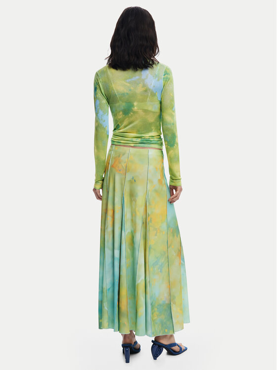 Desigual Desigual Spódnica maxi Desvanecer 25WWFK06 Zielony Regular Fit