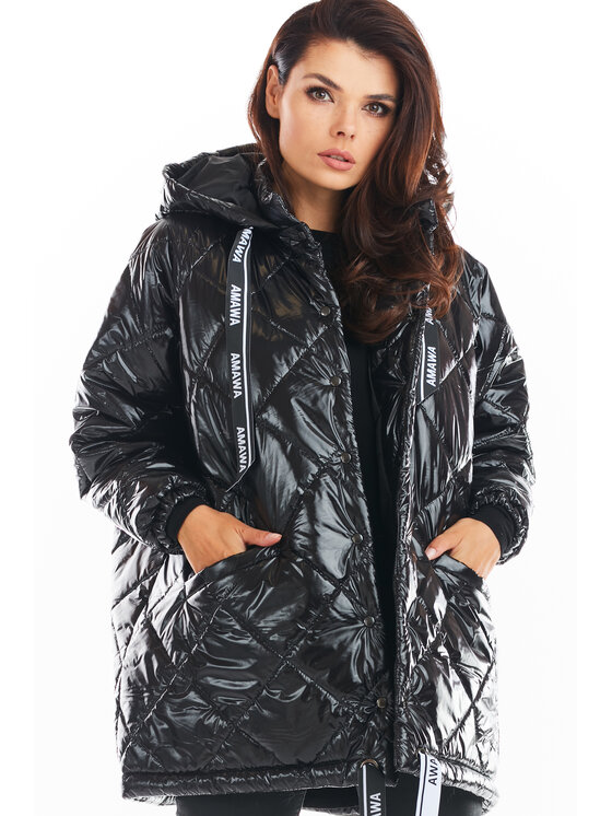 Awama Awama Kurtka damska A385 Czarny Basic Fit