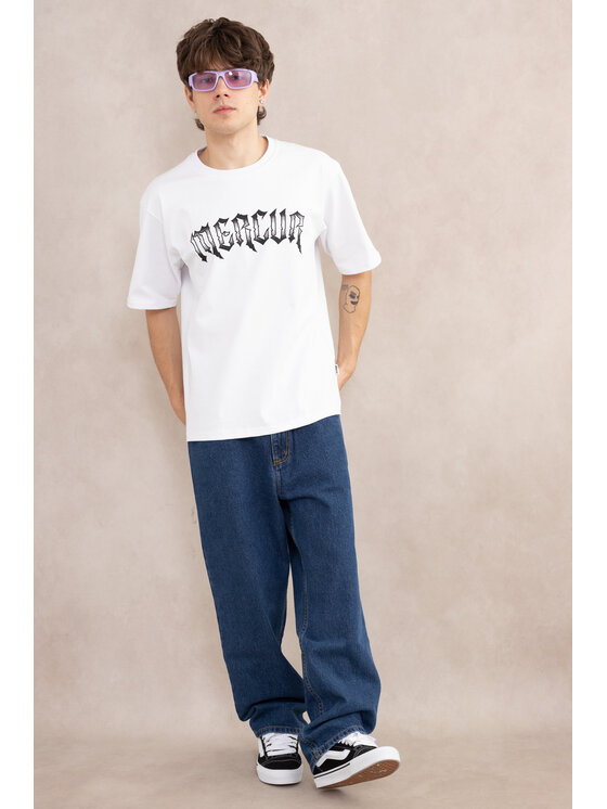 Mercur Mercur T-Shirt Gothic Biały Comfortable Fit