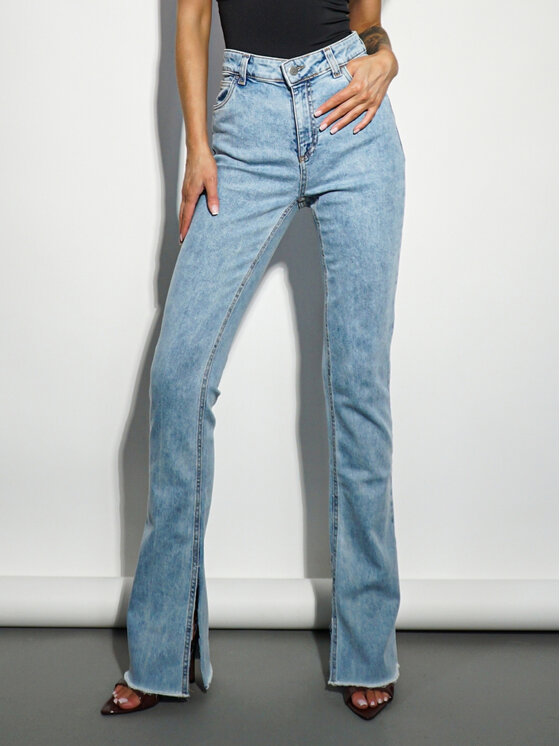LilaLou LilaLou Jeansy Dzwony Niebieski Slim Fit