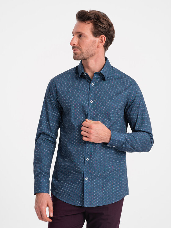 Ombre Ombre Košile OM-SHCS-0151 Modrá Regular Fit