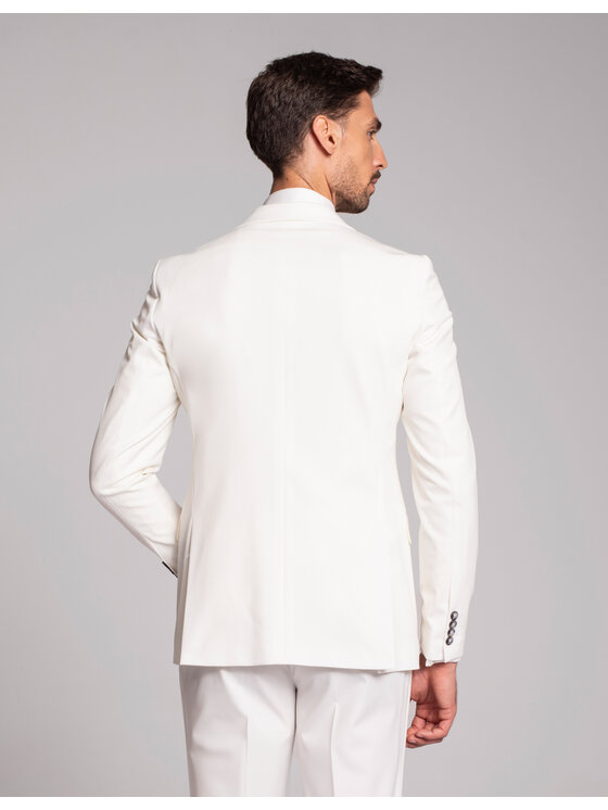Borgio Borgio Marynarka lido_01_biala Biały Slim Fit