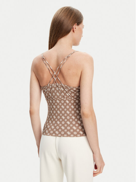 Guess Guess Top V5YP11 MC03W Brązowy Slim Fit