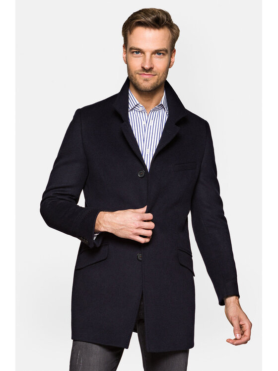Lancerto Lancerto Płaszcz wełniany Granton 2 Granatowy Regular Fit