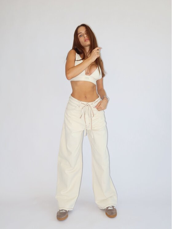 MissDenim MissDenim Top Denim Bra Kremowy Basic Fit