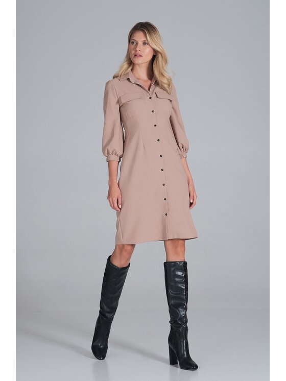 FIGL FIGL Sukienka M849 Beżowy Regular Fit