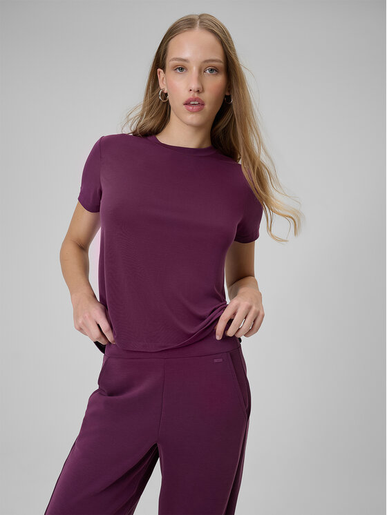 4F 4F T-Shirt SPORTS CLUB Bordowy Regular Fit