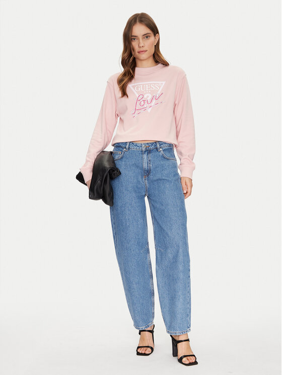 Guess Guess Bluza W5GQ05 KB683 Różowy Regular Fit