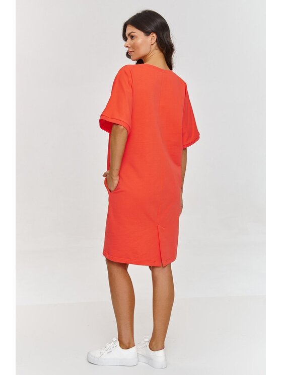 Makadamia Makadamia Sukienka codzienna M864 Koralowy Comfortable Fit