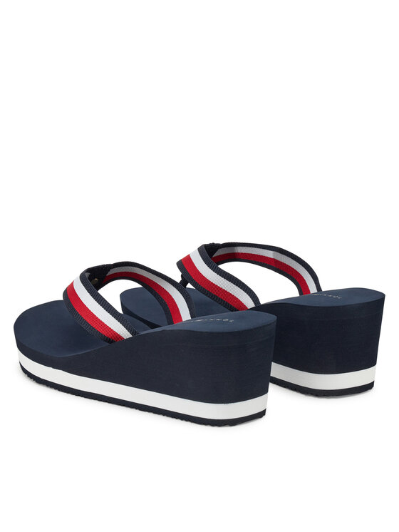 Tommy Hilfiger Tommy Hilfiger Japonki Th Corporate Wedge Beach Sandal FW0FW08520 Granatowy