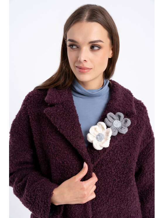 CLICK CLICK Παλτό χειμωνιάτικο 70-0020 Μπορντό Regular Fit