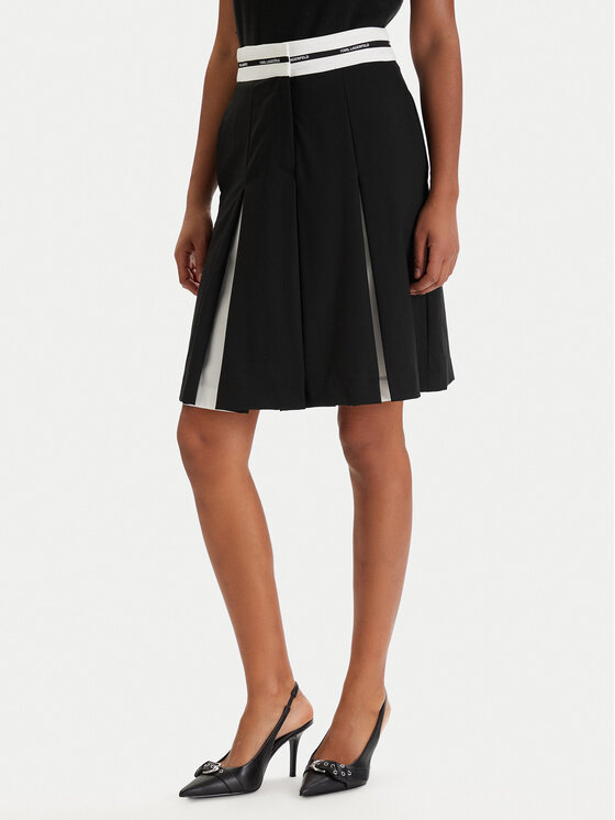 KARL LAGERFELD KARL LAGERFELD Cпідниця-міні B1W12005 Чорний Regular Fit